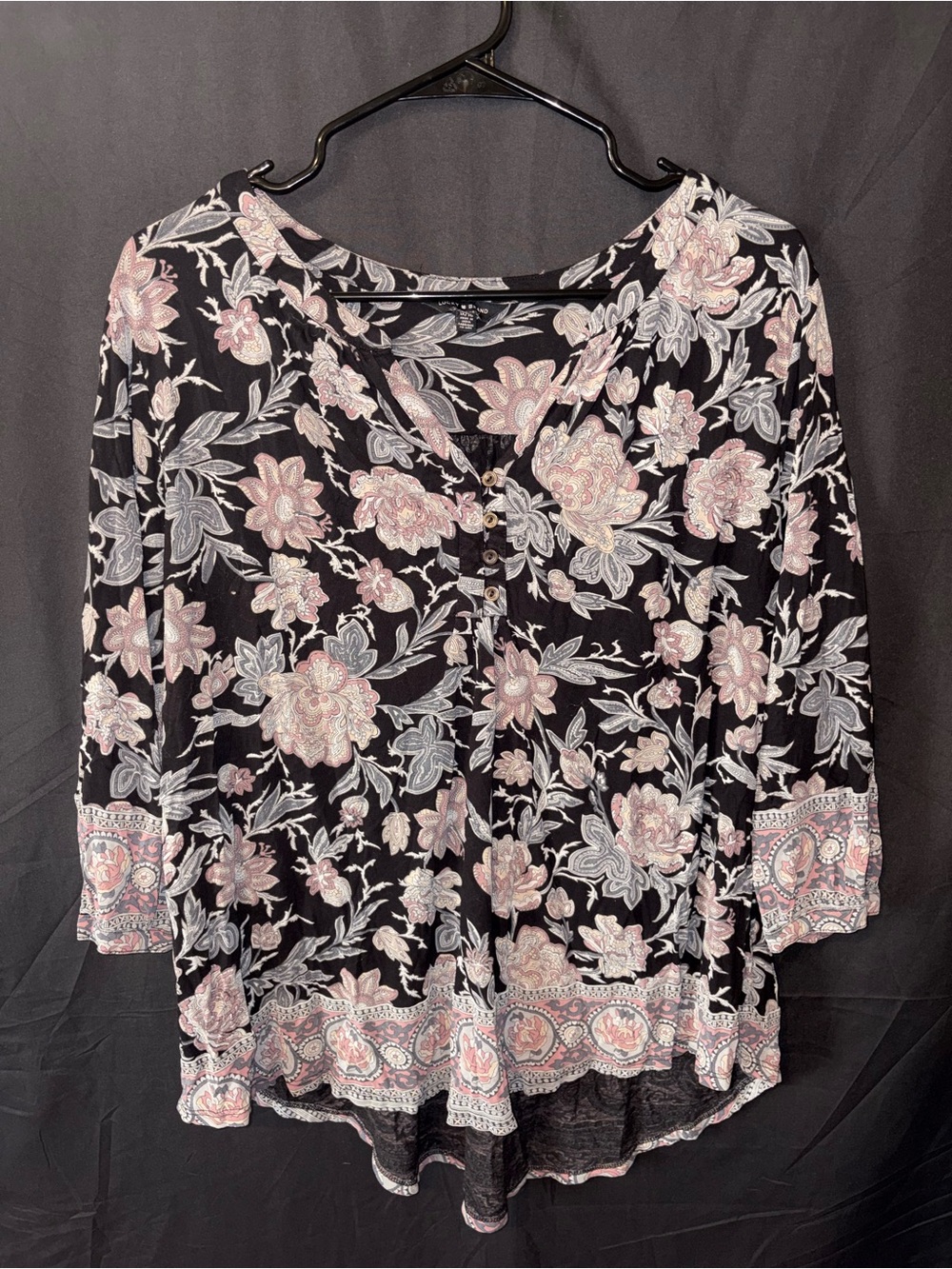 Lucky Brand Floral Boho Peasant Top